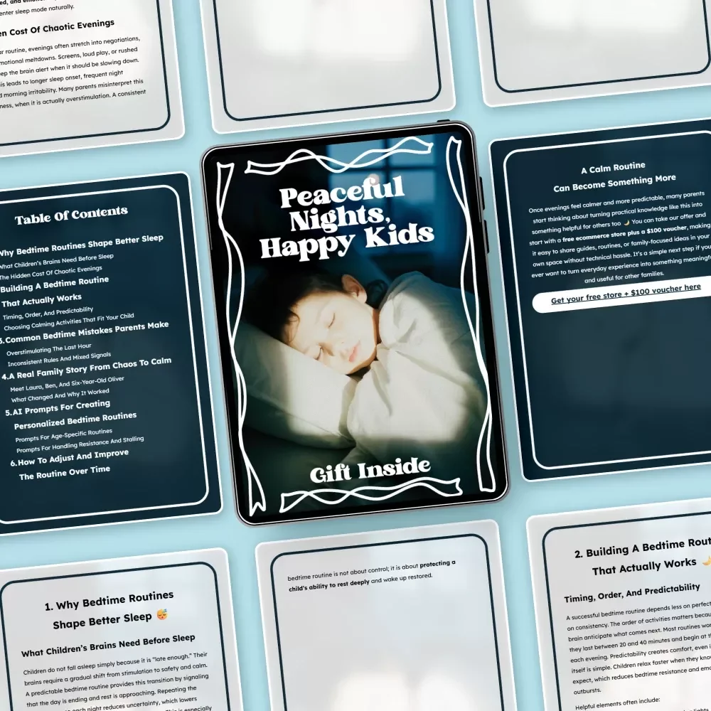 Peaceful Nights, Happy Kids – Practical Ebook with Kids Bedtime Routine Ideas for Calm Evenings & Better Sleep