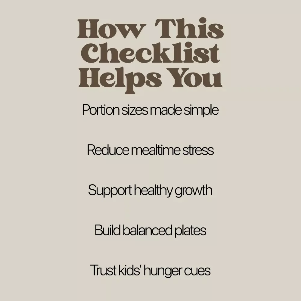 Meal Portion Guide for Kids: A Practical Parenting Checklist | Easy Meal Portion Guide for Kids, Printable Nutrition Chart, Stress-Free Family Mealtimes
