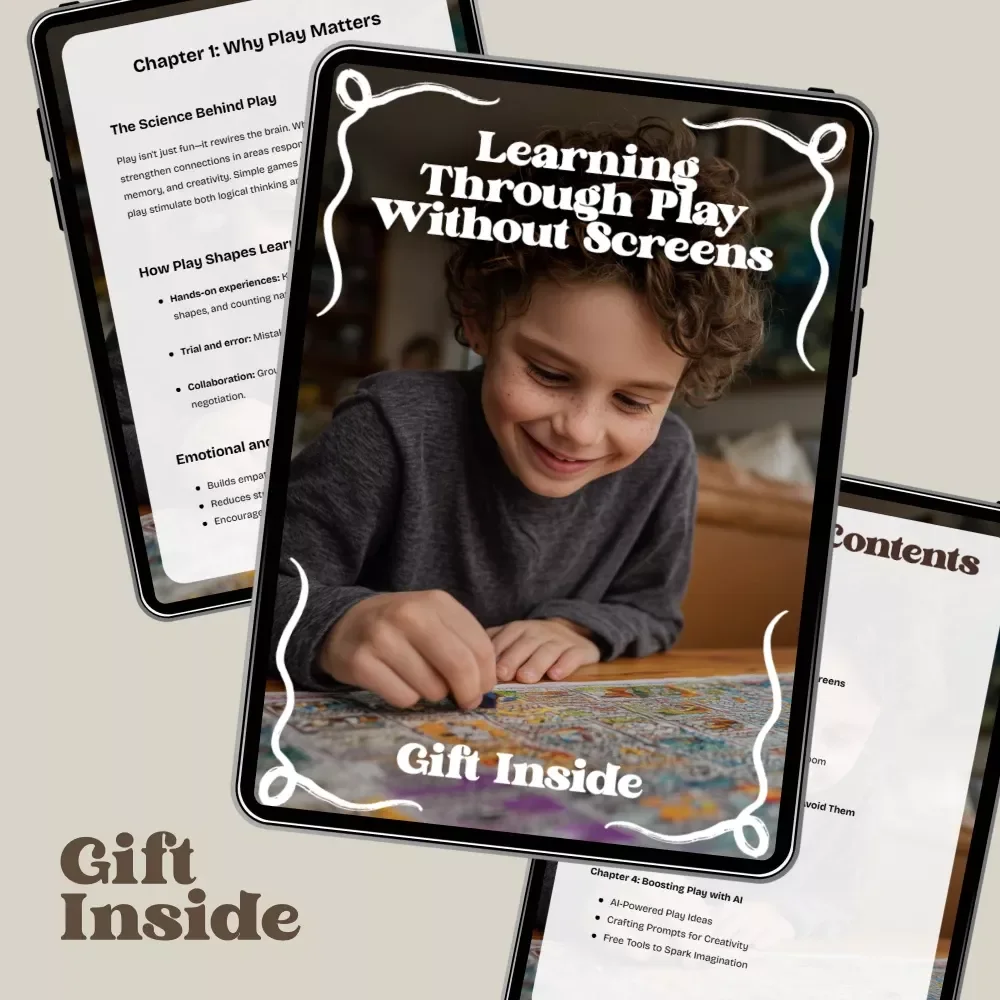 Learning Through Play Without Screens – Screen-Free Learning Guide for Kids, Play-Based Education eBook, Creative Activities & AI-Inspired Play Ideas