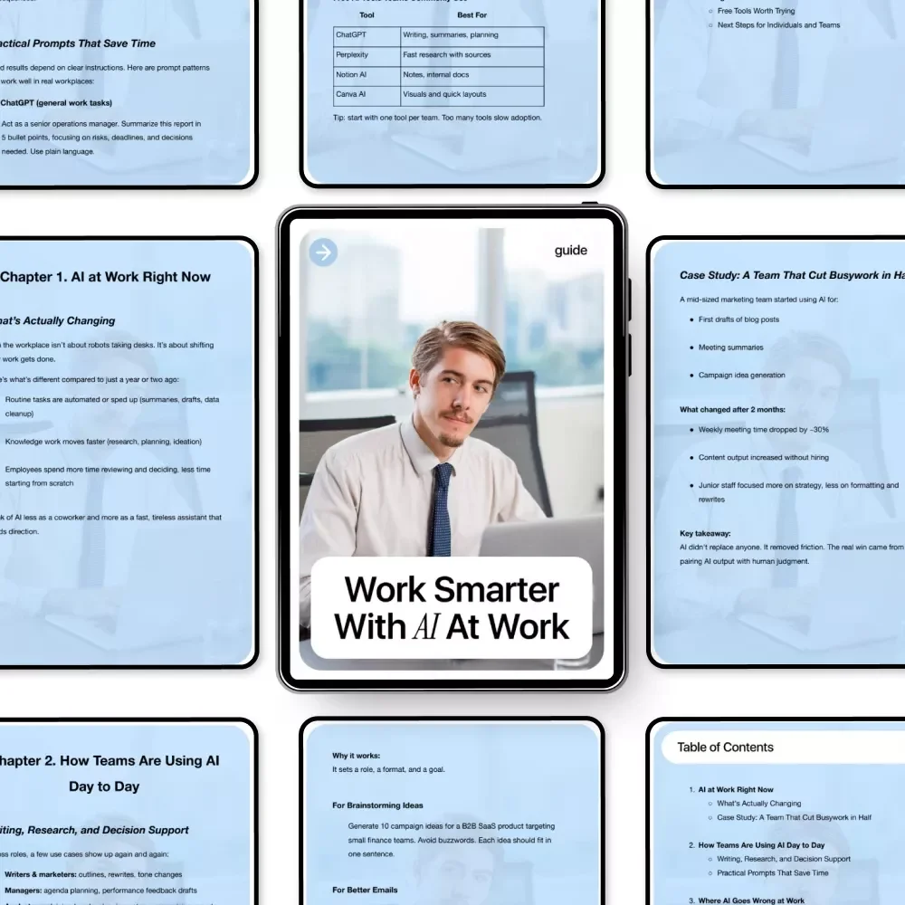 Work Smarter With AI at Work | Productivity Guide | Digital Download | Modern Workplace Skills | New AI Trends in the Workplace