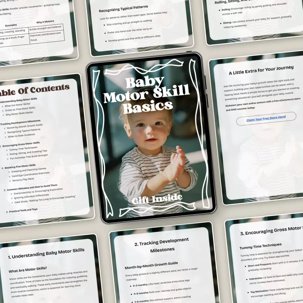 Baby Motor Skill Basics – Complete Baby Motor Skill Basics eBook for Parents, Month-by-Month Development Guide, Gross & Fine Motor Skills, Printable Activities & Checklists