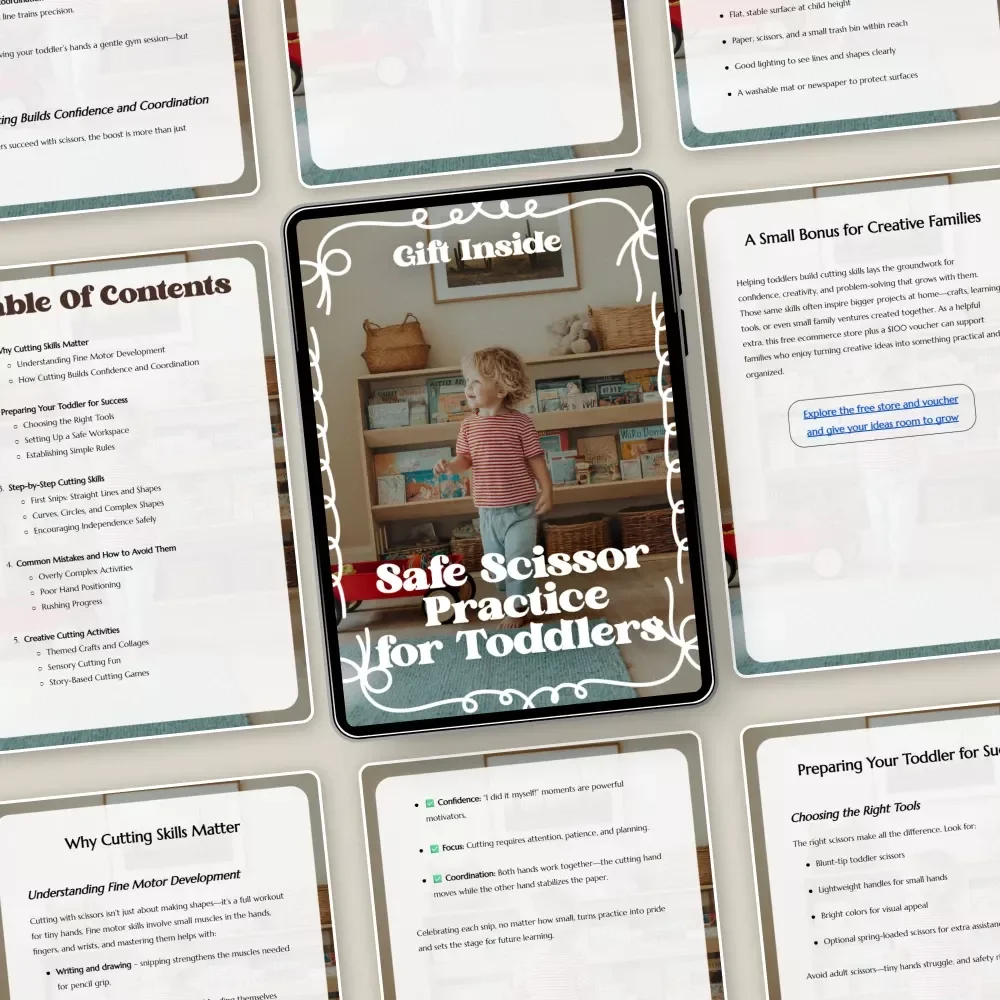 Safe Scissor Practice for Toddlers | Toddler Cutting Skills Safety eBook for Parents & Preschool Learning, Fine Motor Skill Guide, Printable Activities