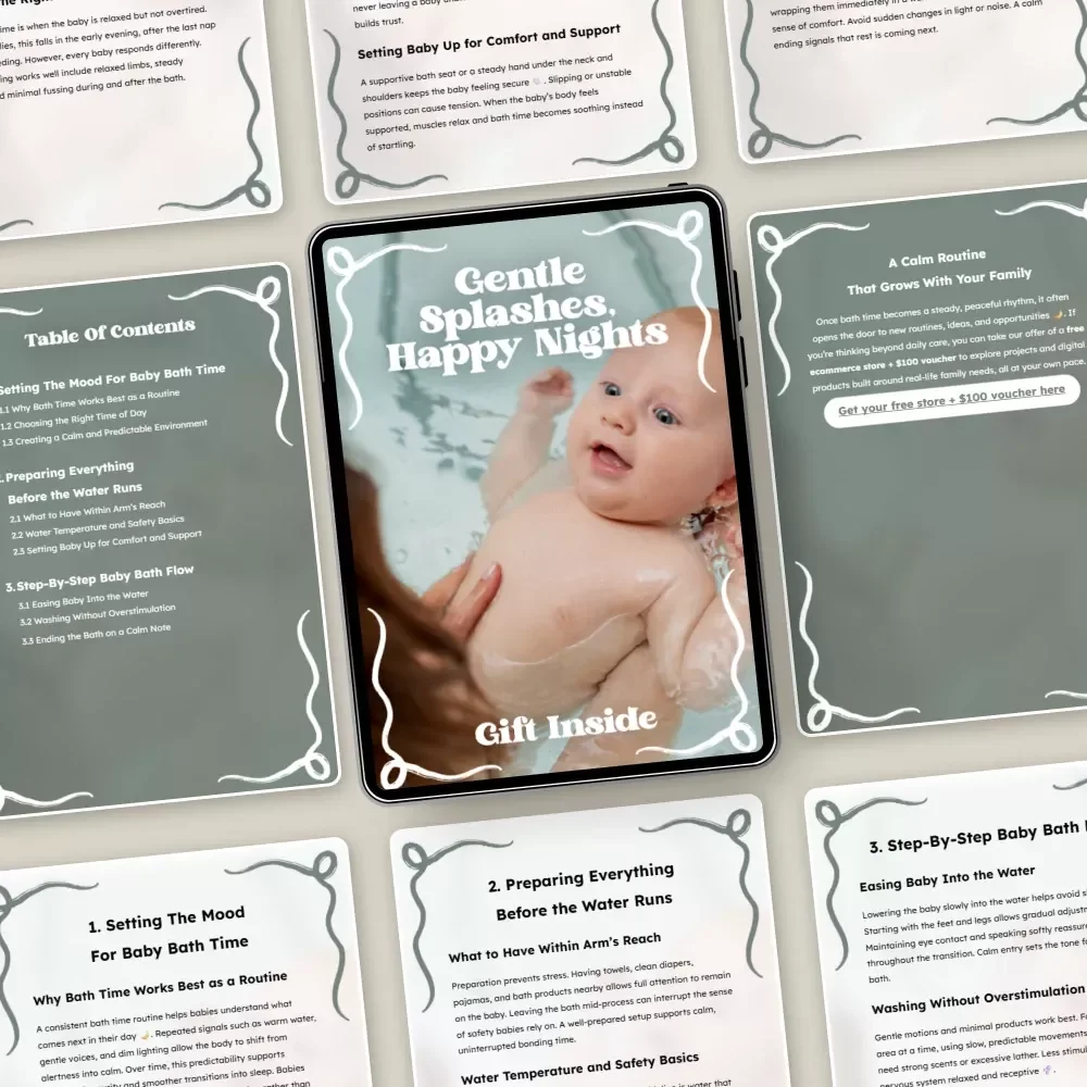 Gentle Splashes, Happy Nights – A Soothing Bath Time Routine for Babies | Calm Evenings & Better Sleep eBook