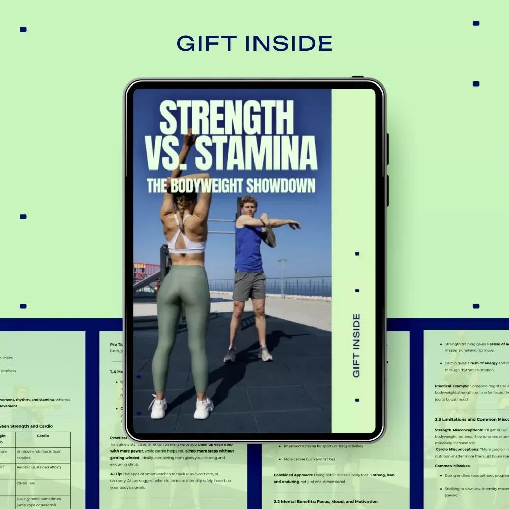 Strength vs. Stamina: The Bodyweight Showdown | Bodyweight Strength vs Cardio Training Guide, Fitness eBook, Home Workout Planner