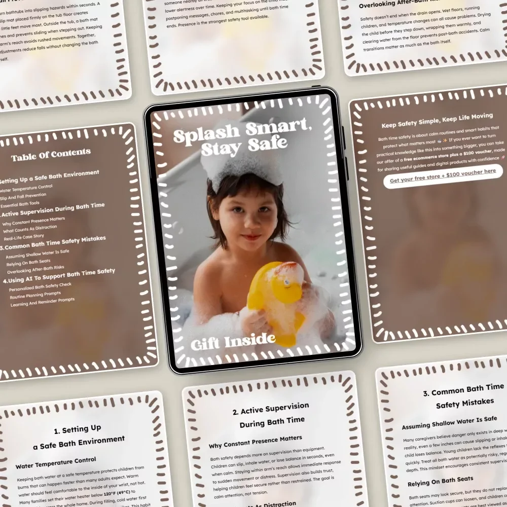Splash Smart, Stay Safe – Bath Time Safety Basics Guide for Parents, Caregivers & Babysitters | Digital Download