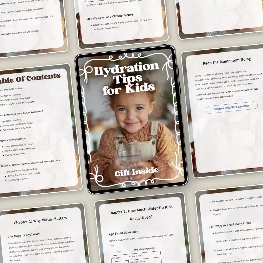 Hydration Tips for Kids – Easy & Fun Kids Water Guide Ebook for Parents | Healthy Habits, Daily Water Routines & Family Wellness Suggestion