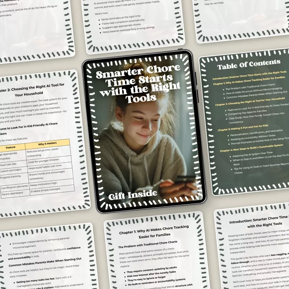 Smarter Chore Time Starts with the Right Tools | AI Chore Tracking Guide for Families, Digital Download eBook, Smart Chore Charts, Parenting Organization Checklist