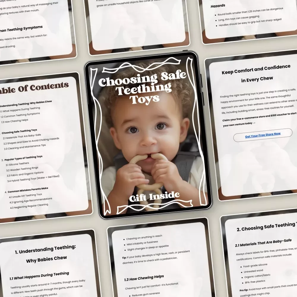 Choosing Safe Teething Toys – A Practical eBook Guide to safe toys for teething, Baby-Safe Materials, Choking Hazard Prevention & Smart Parent Tips
