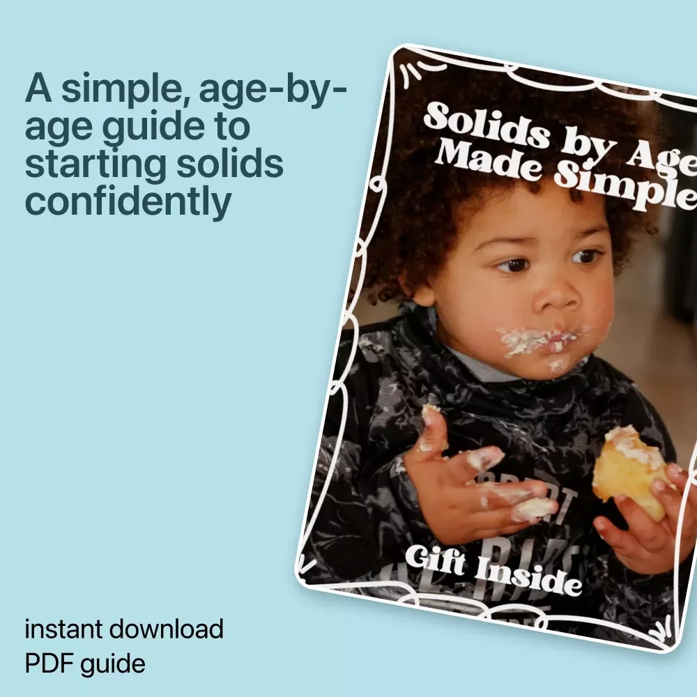 Solids by Age, Made Simple – Easy Feeding Guide for Babies 6–12 Months | Solids Schedule by Age for First Foods, Portions & Stress-Free Progress