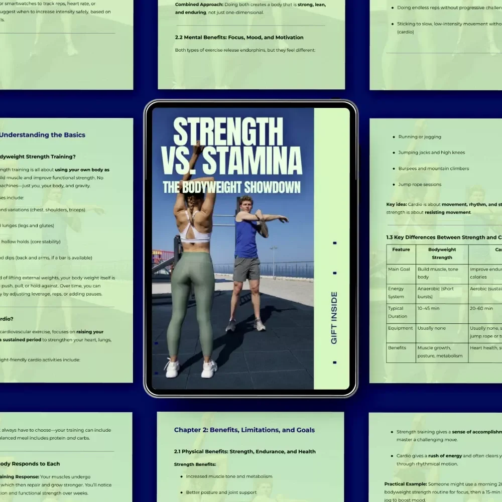 Strength vs. Stamina: The Bodyweight Showdown | Bodyweight Strength vs Cardio Training Guide, Fitness eBook, Home Workout Planner