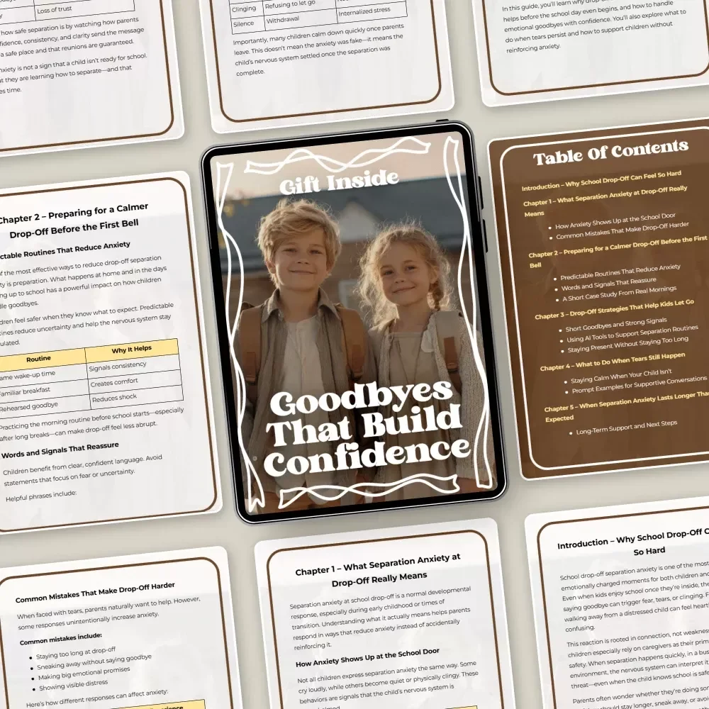 Goodbyes That Build Confidence | School Drop-Off Separation Anxiety Guide for Parents, Calm Morning Routines, Confident Goodbyes, Digital Download