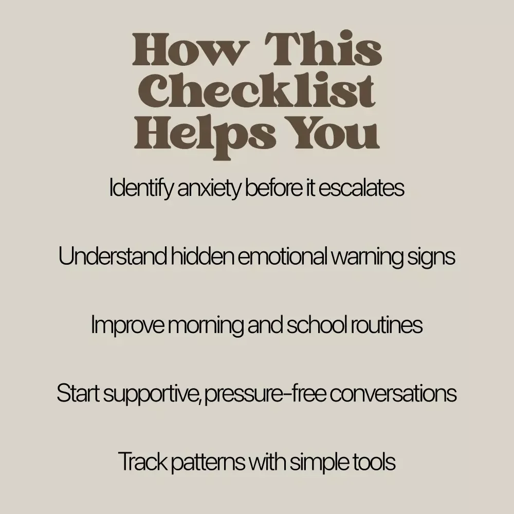 A Checklist for Spotting School Anxiety in Kids | Printable School Anxiety Checklist for Parents, Teachers & Caregivers | Digital Download Guide