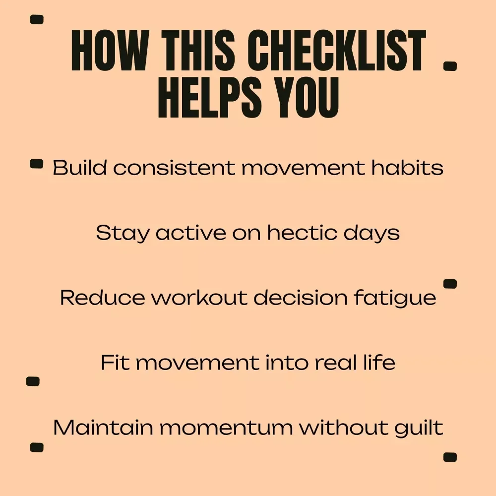 Stay Active Even on Your Busiest Days | Printable Checklist for an Active Lifestyle with Busy Schedule | Simple Daily Movement Planner