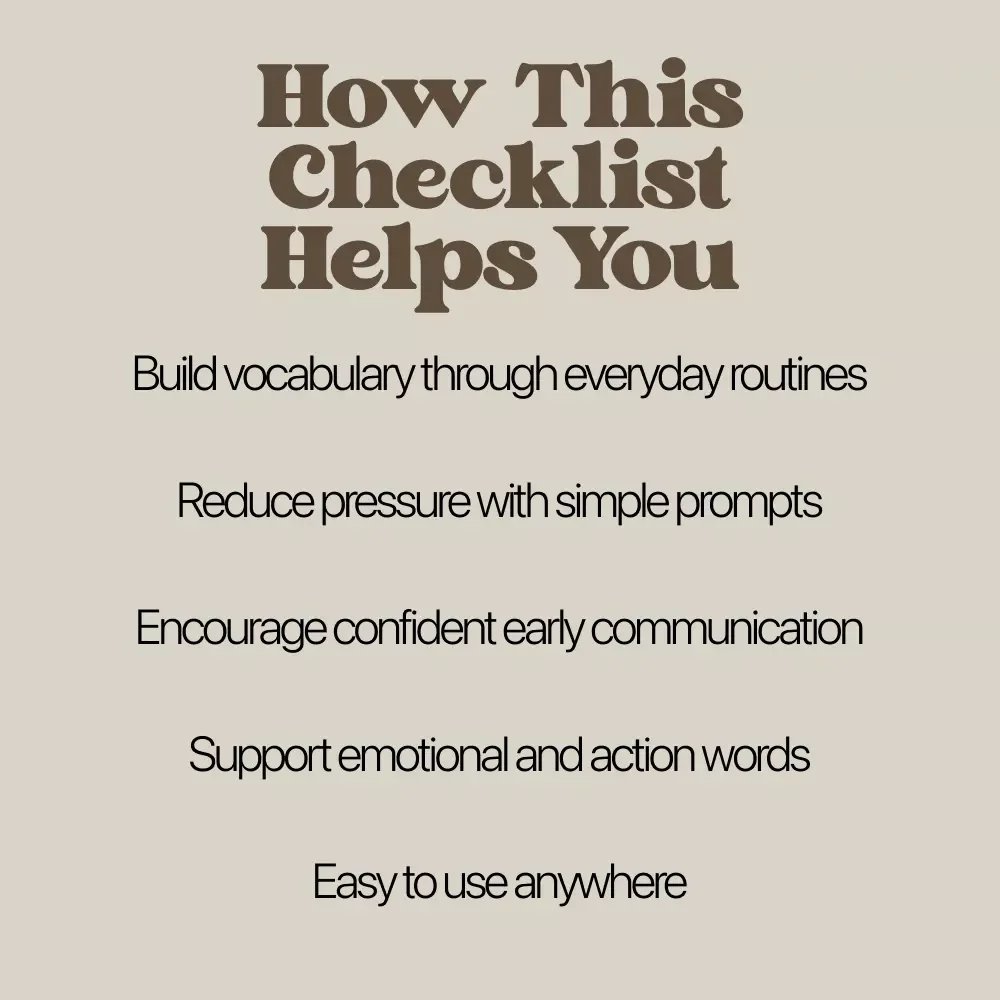 A Playful Checklist for Growing Toddler Words | Toddler Language Building Ideas | Digital Download for Parents & Caregivers