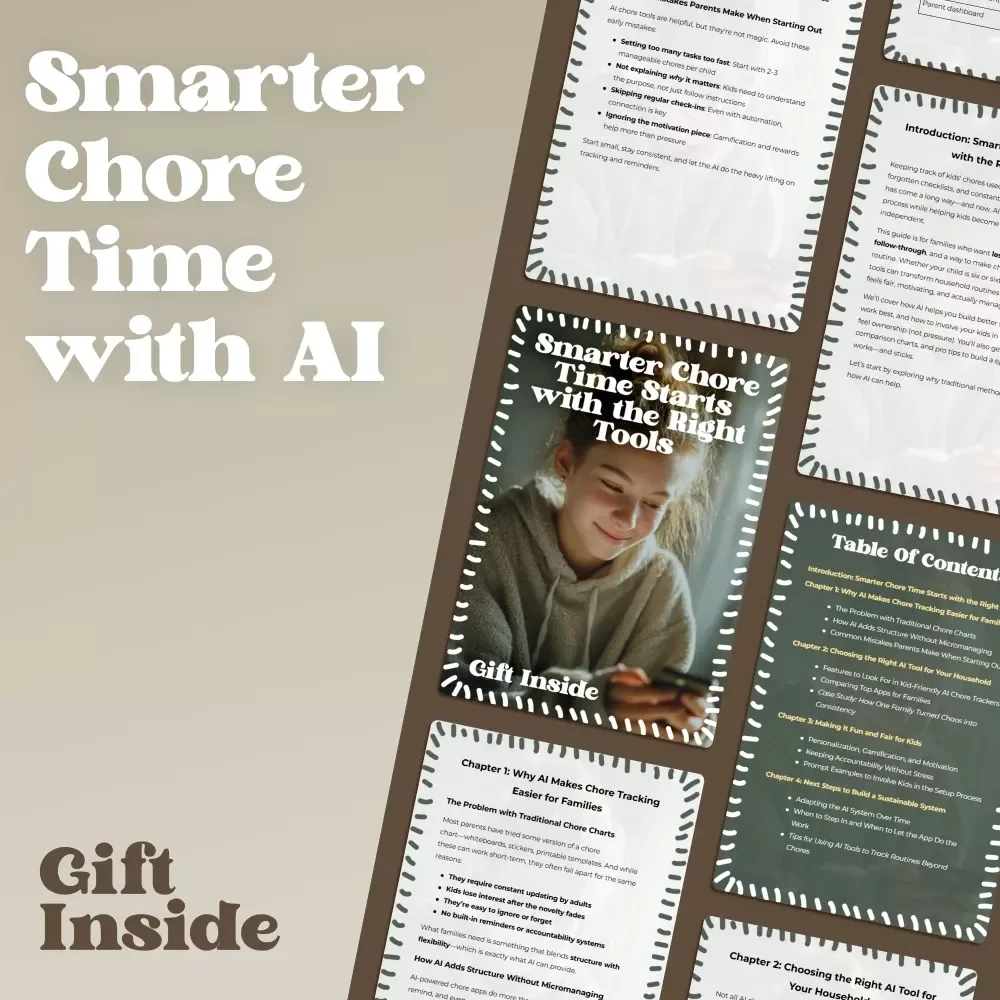 Smarter Chore Time Starts with the Right Tools | AI Chore Tracking Guide for Families, Digital Download eBook, Smart Chore Charts, Parenting Organization Checklist
