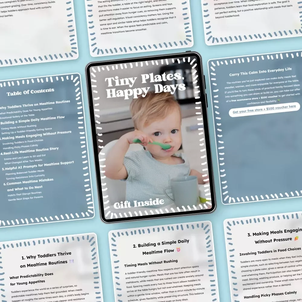 Tiny Plates, Happy Days – A Gentle Toddler Mealtime Routine eBook for Calm Eating, Daily Structure, and Happy Family Meals