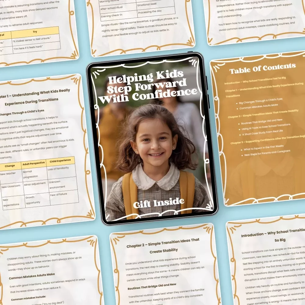Helping Kids Step Forward With Confidence – School Transition Guide for Parents, Caregivers & Educators | Digital Download eBook