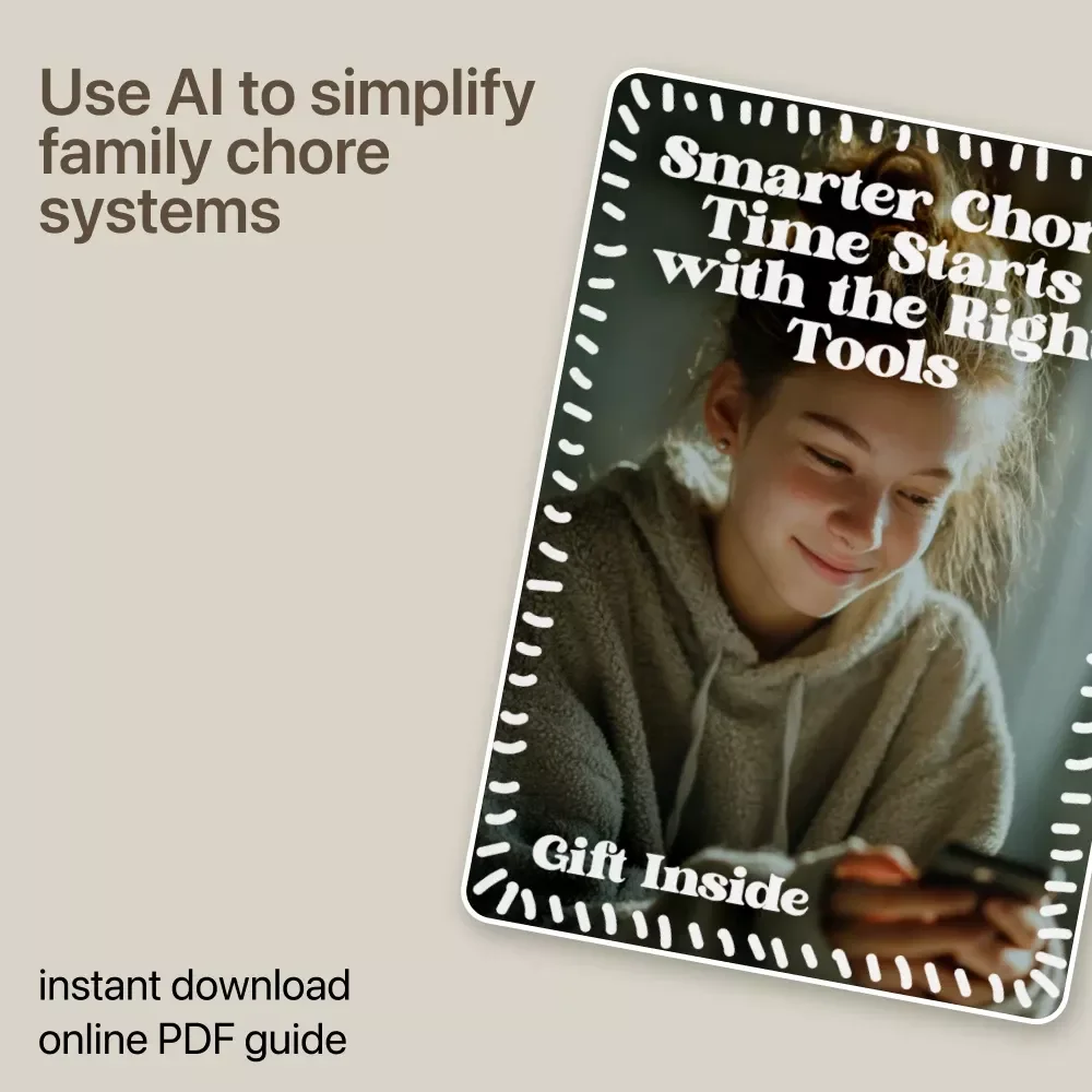 Smarter Chore Time Starts with the Right Tools | AI Chore Tracking Guide for Families, Digital Download eBook, Smart Chore Charts, Parenting Organization Checklist