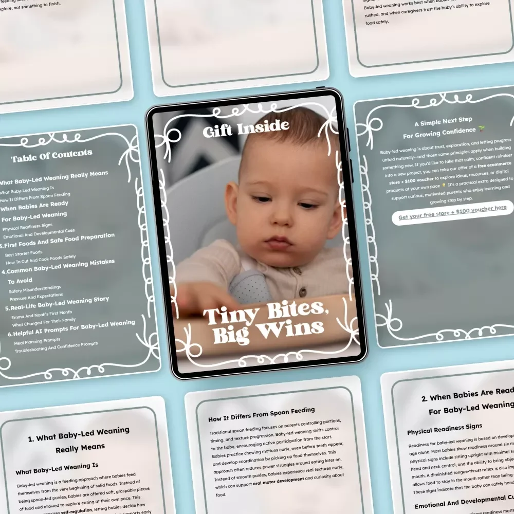 Tiny Bites, Big Wins | Baby-Led Weaning eBook for Confident First Foods | baby led weaning basics Guide for New Parents
