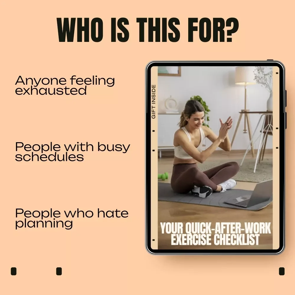 Your Quick-After-Work Exercise Checklist | Simple Exercise After Long Workday Routine, Printable Fitness Checklist for Busy Professionals