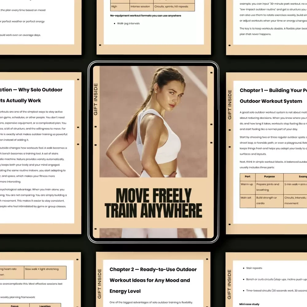 Move Freely Train Anywhere | Solo Outdoor Workouts Ideas Guide | Digital Fitness Guide for Flexible, No-Equipment Training