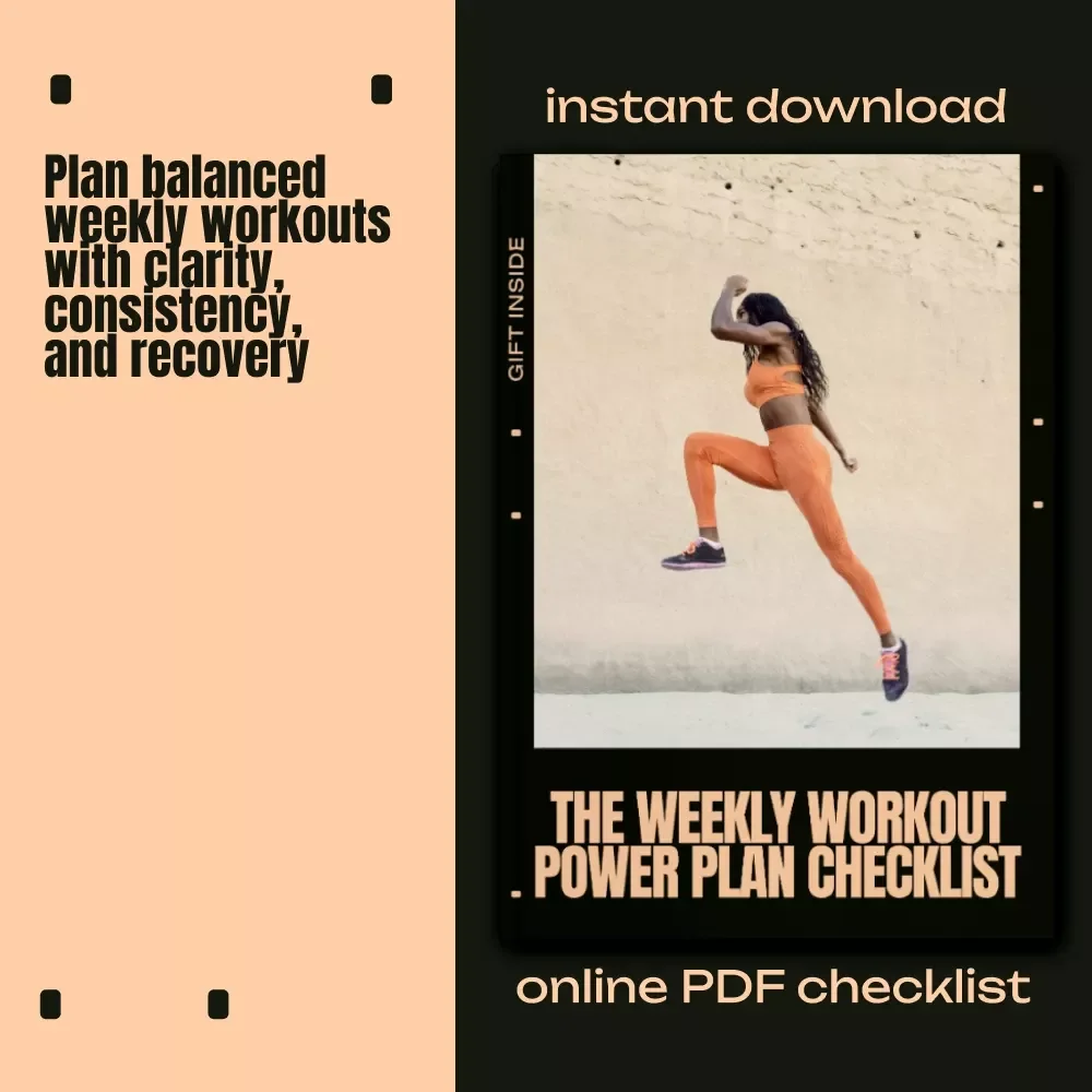 The Weekly Workout Power Plan Checklist | Weekly Workout Schedule Planner, Fitness Training Checklist, Strength & Cardio Routine Organizer