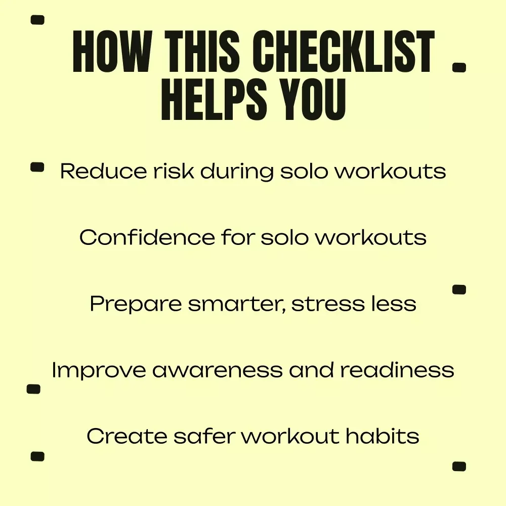 Solo Outdoor Workout Safety Checklist | Solo Outdoor Workout Safety Guide for Confident Training | Digital Download Checklist