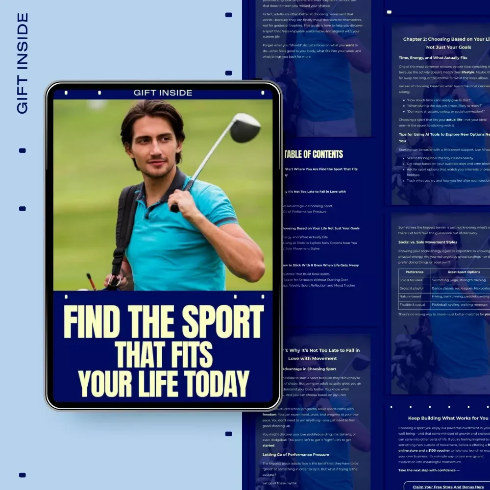 Find the Sport That Fits Your Life Today – Practical Guide on how to choose a sport as an adult | Digital Download for Busy Adults, Movement & Lifestyle Fit