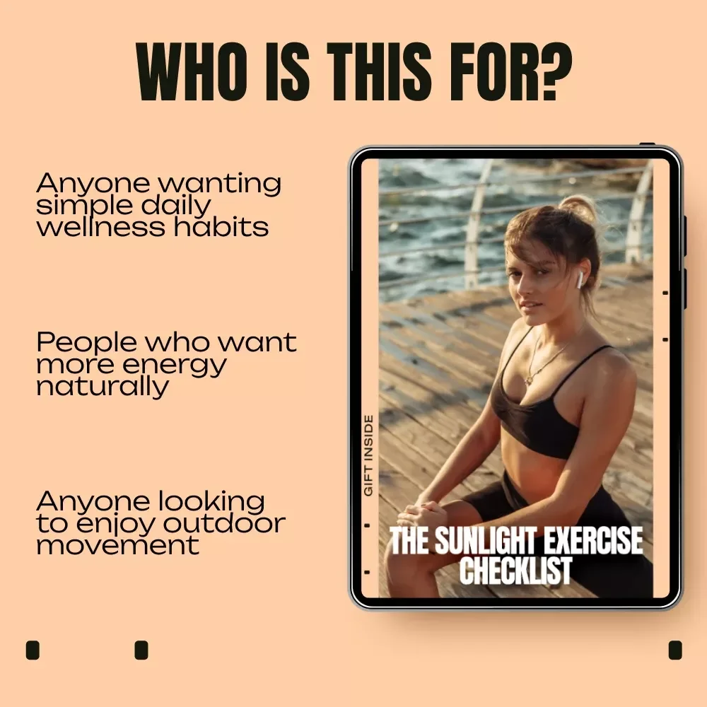The Sunlight Exercise Checklist | Printable Wellness Checklist | Daily Outdoor Fitness Planner | sunlight exercise benefits Guide