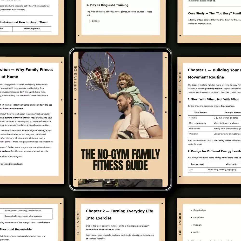 The No-Gym Family Fitness Guide | Family Fitness Without Gym eBook for Busy Parents, At-Home Movement Routines, Fun Games & Sustainable Habits