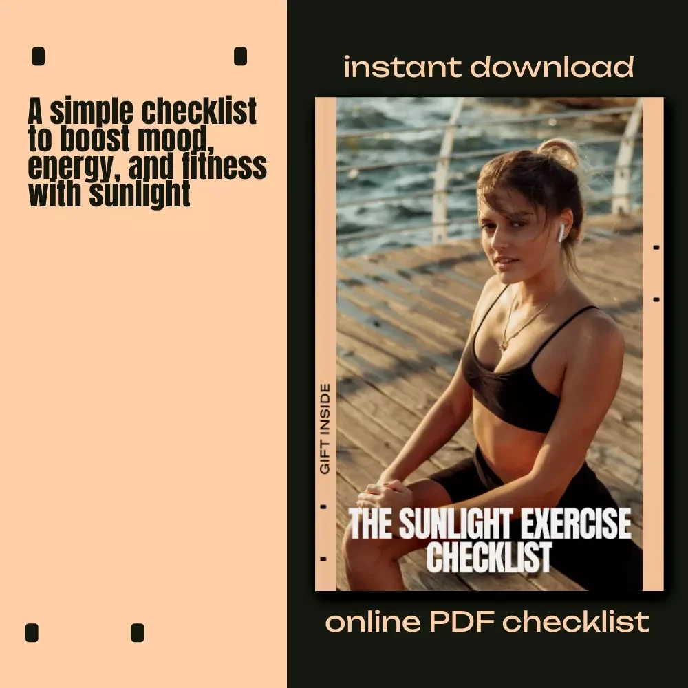The Sunlight Exercise Checklist | Printable Wellness Checklist | Daily Outdoor Fitness Planner | sunlight exercise benefits Guide