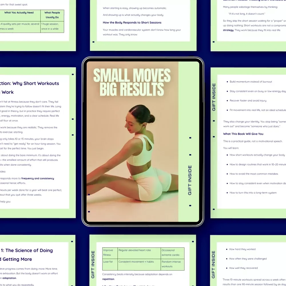 Small Moves Big Results | Short Workouts That Work eBook for Busy People, 10–20 Minute Fitness Guide, Sustainable Home Workout System