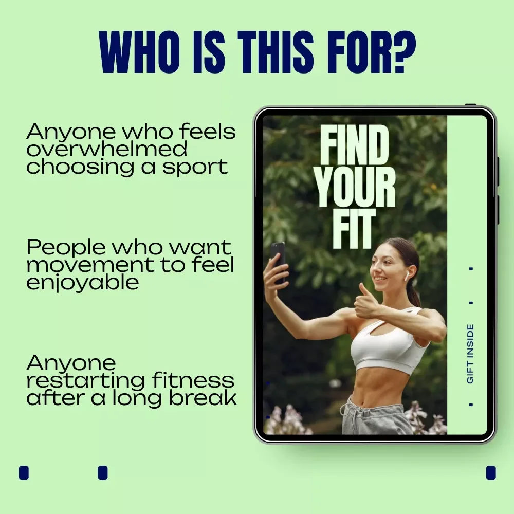 Find Your Fit – Digital Guide to Discover the Sport That Matches Your Lifestyle, Personality, and Energy | Beginner-Friendly eBook & Checklist Download