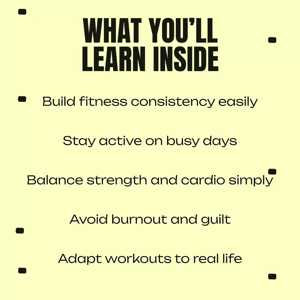 Fit That Sticks, Real Life Wins – Realistic Fitness Guide for Busy Life, Consistency, Strength Training, Cardio, Recovery & AI-Supported Workout Planning