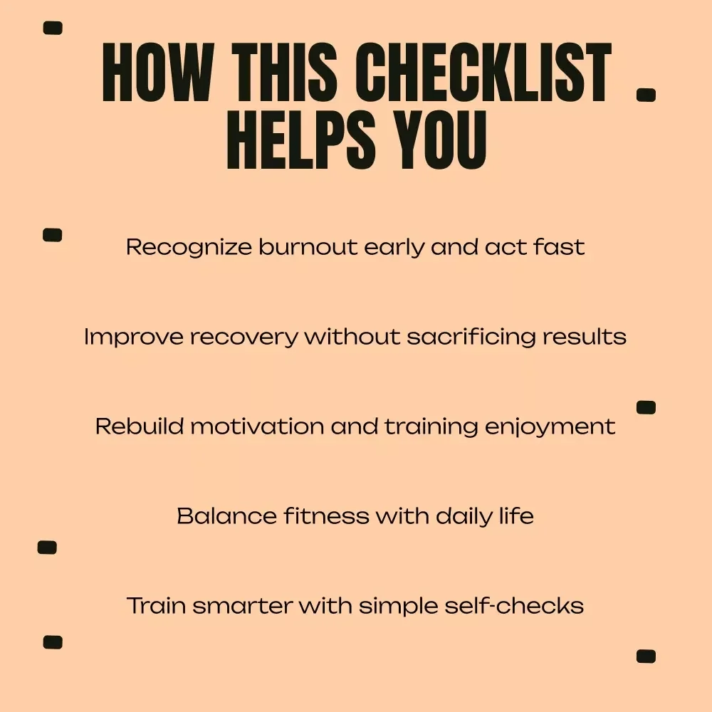 Spotting Workout Burnout Checklist – Signs of Workout Burnout Digital Checklist for Fitness Motivation, Recovery Tracking & Training Balance