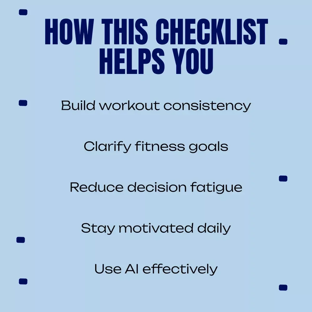 Your Exercise Motivation Checklist | AI Exercise Motivation Help Digital Checklist for Consistent Workouts & Smarter Fitness Planning