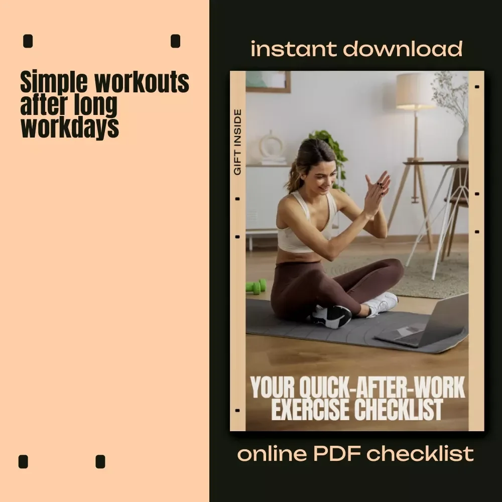 Your Quick-After-Work Exercise Checklist | Simple Exercise After Long Workday Routine, Printable Fitness Checklist for Busy Professionals