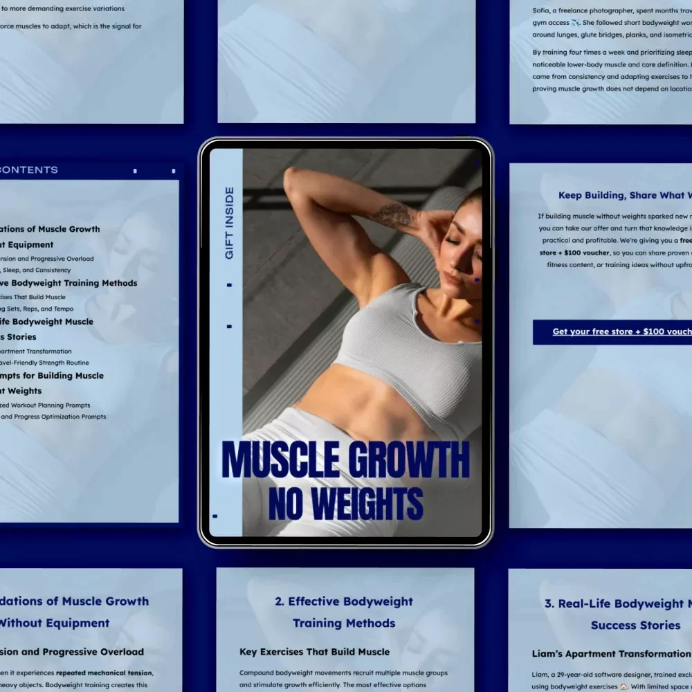 Muscle Growth, No Weights | Complete Bodyweight Guide for How to Build Muscle Without Weights | At-Home Training, Travel Fitness & AI Workout Prompts