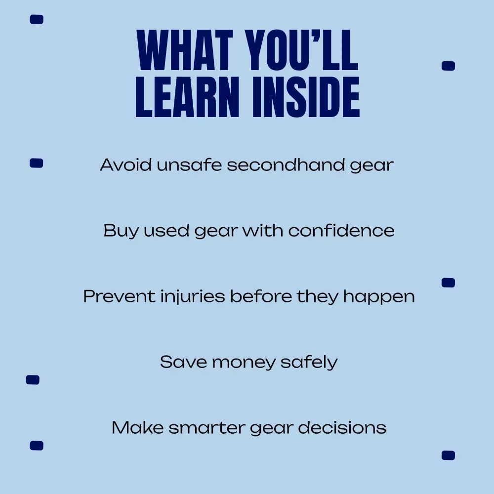Used Sports Gear Safety Risks Guide | Smart Buyer’s eBook on Used Sport Gear Safety Risks, Inspection Checklists & Injury Prevention