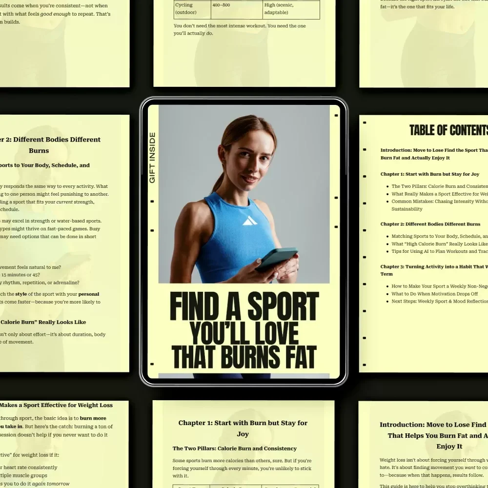Find a Sport You’ll Love That Burns Fat – Digital Guide, eBook & Checklist for Weight Loss, Calorie Burn, Exercise Habits, and Fitness Motivation