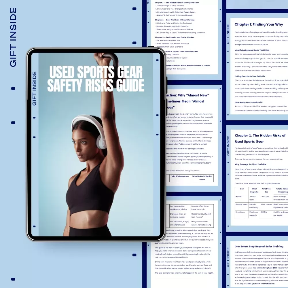 Used Sports Gear Safety Risks Guide | Smart Buyer’s eBook on Used Sport Gear Safety Risks, Inspection Checklists & Injury Prevention