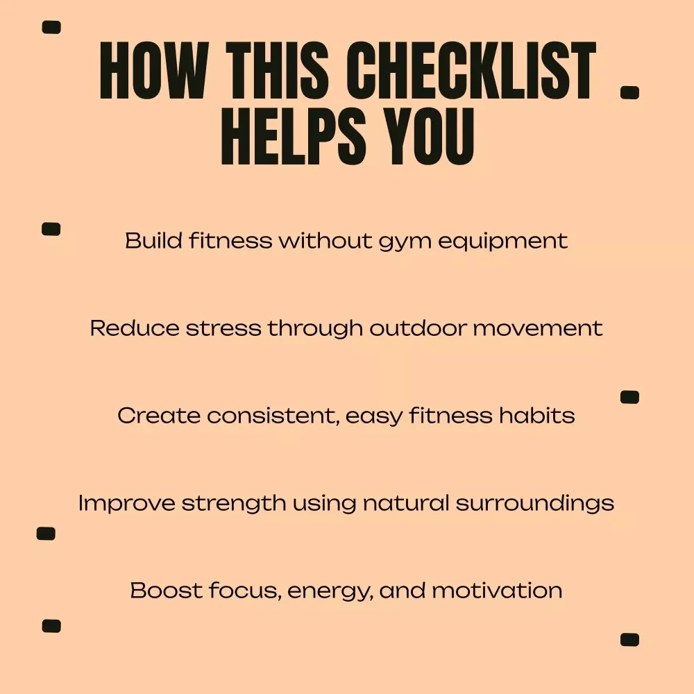Nature-Powered Fitness Checklist – Outdoor Workout Planner & Daily Habit Tracker for Nature Based Fitness Benefits