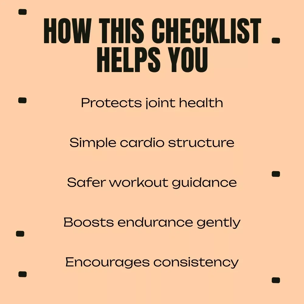 Low-Impact Cardio Checklist | Simple Low Impact Cardio Options for Joint-Friendly Fitness, Home Workouts & Sustainable Movement