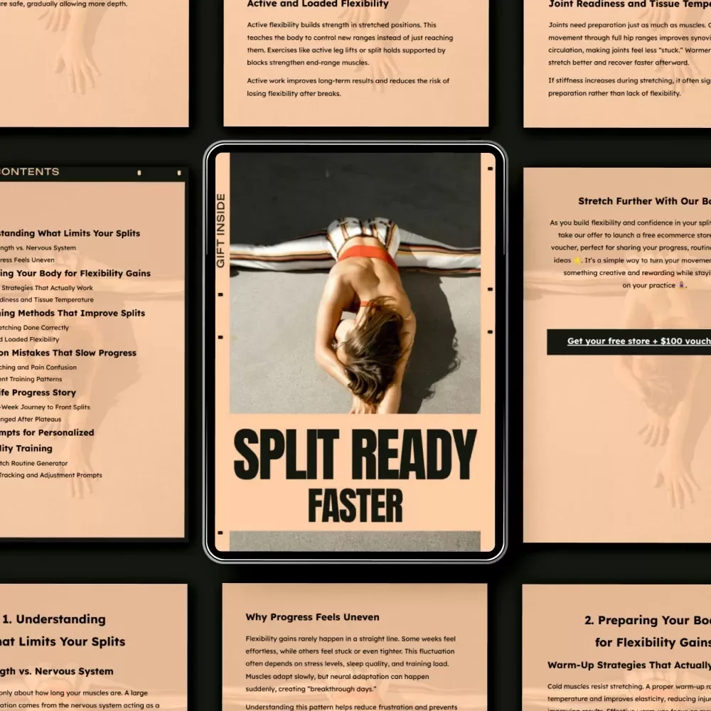 Split Ready, Faster: Ultimate eBook to Increase Flexibility for Splits – Step-by-Step Guide, Stretching Techniques & Personalized AI Prompts