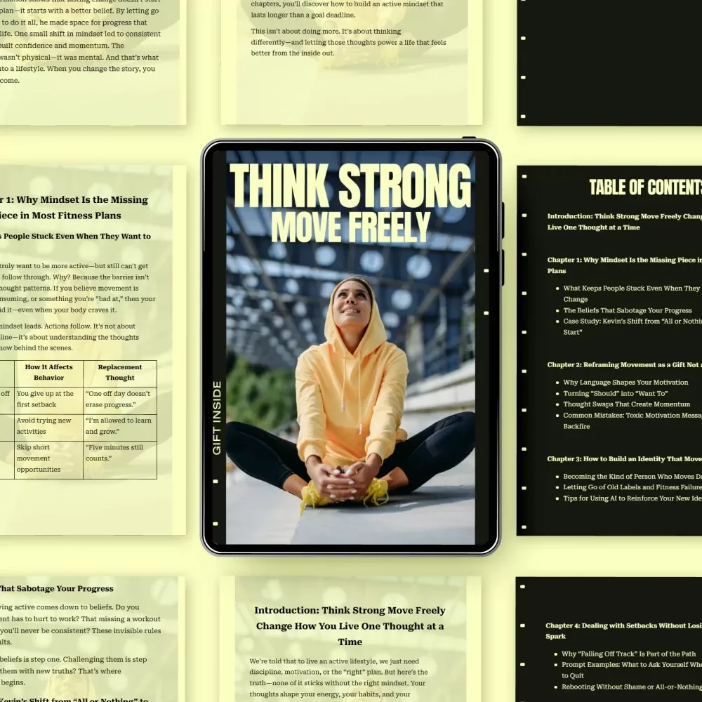 Think Strong Move Freely | Mindset Fitness Guide, Movement Mindset eBook, Build Consistent Habits, Motivation & Identity-Based Fitness Digital Download
