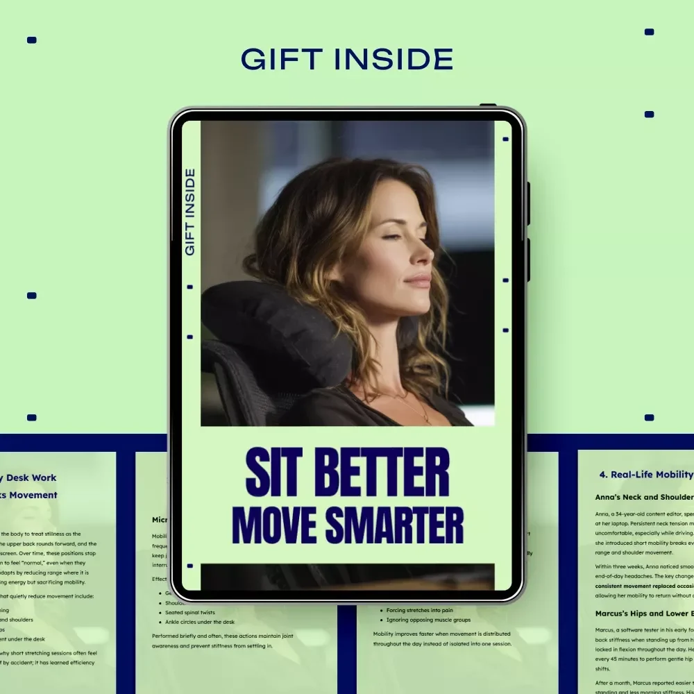 Sit Better, Move Smarter – A Practical eBook on Mobility for Desk Workers | Daily Desk Mobility Guide, Posture Reset, Workday Movement Plan