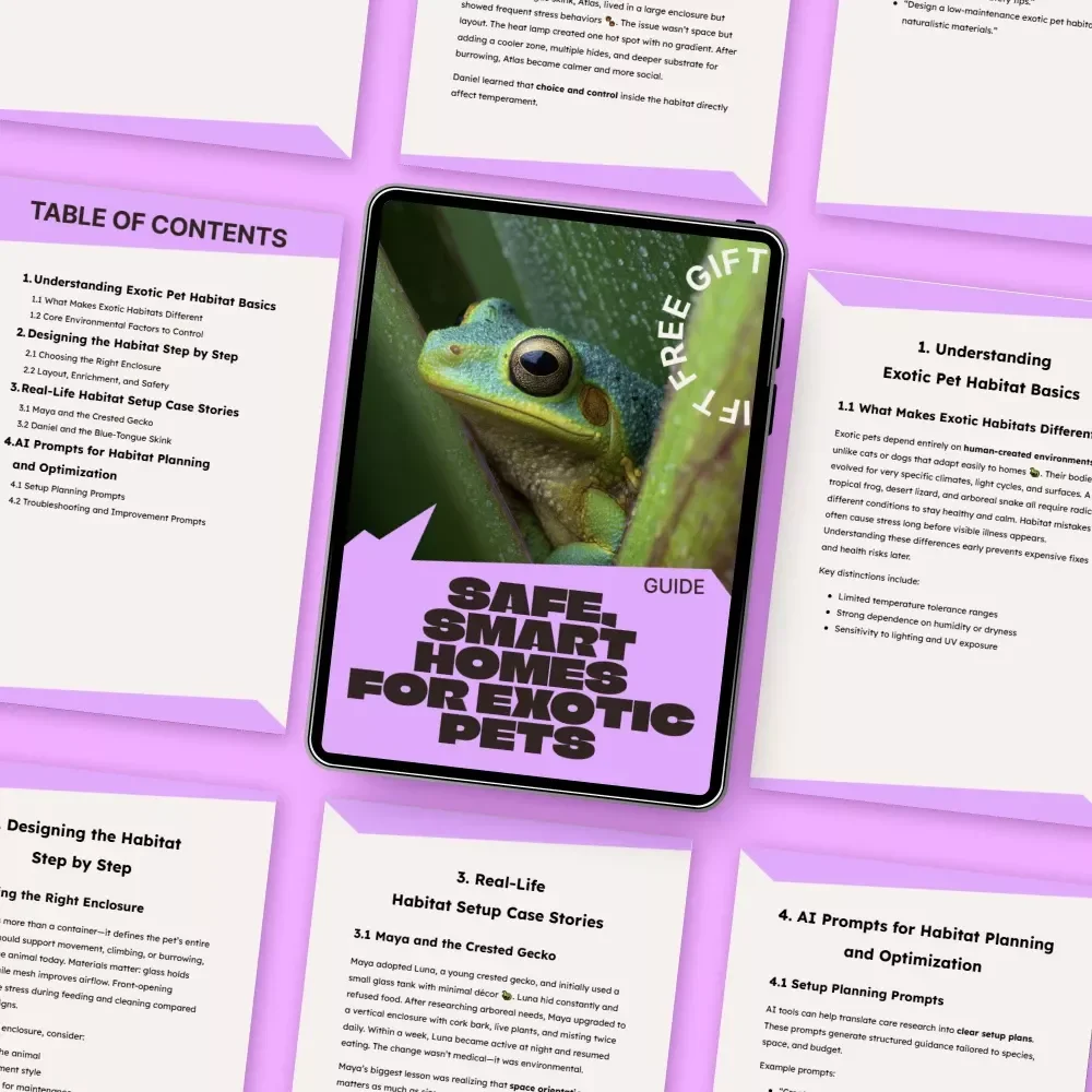 Safe, Smart Homes for Exotic Pets – Complete Guide to Exotic Pet Habitat Setup, Enclosure Design, Enrichment & AI Planning Prompts (Digital Download)