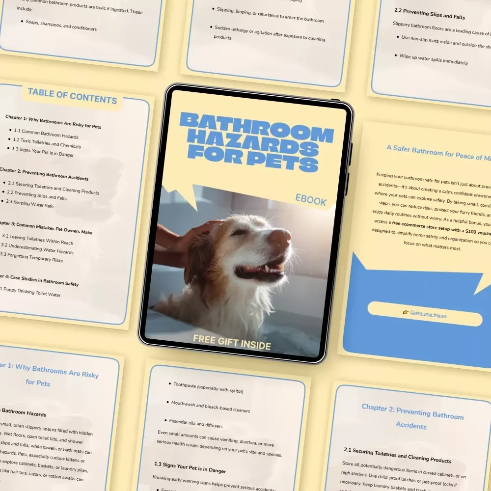 Bathroom Hazards for Pets – Essential Home Safety eBook for Pet Owners | Bathroom Hazards for Pets Awareness Guide
