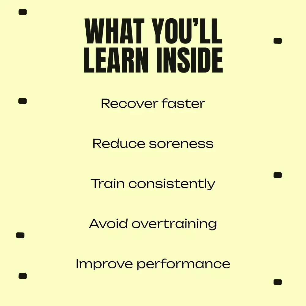 The Smart Guide to Recovery After Workouts | Ebook on Muscle Soreness Normal or Injury | Fitness Recovery, Nutrition, Sleep & Mobility Guide