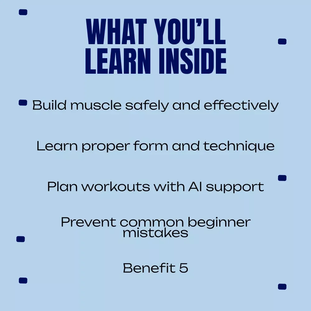 Strong From the Start: Beginner Strength Training Guide, eBook, Checklist for Muscles, Progressive Overload, Core Movements, AI-Powered Workouts, Recovery & Technique